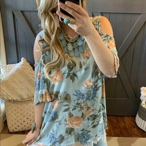 Plus Size Cold Shoulder Blouse ~ Floral ~ Boho